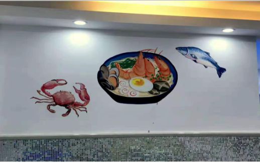 彭州海鲜面馆彩绘